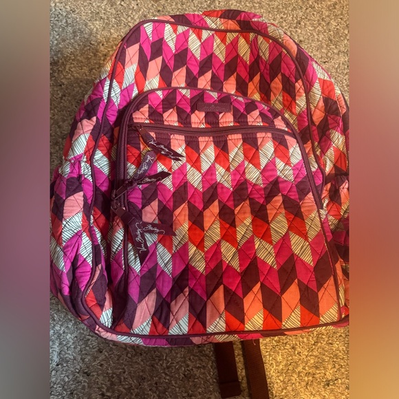 Vera Bradley Backpack Large Bohemian Chevron Padded Laptop / Straps Zip Pockets - Picture 2 of 9